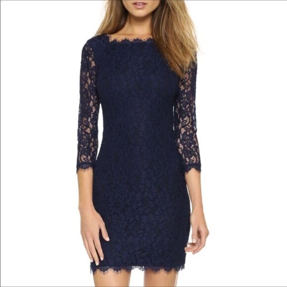 DVF zarita in Navy elegant luxury fitted size 4 - Picture 3 of 15